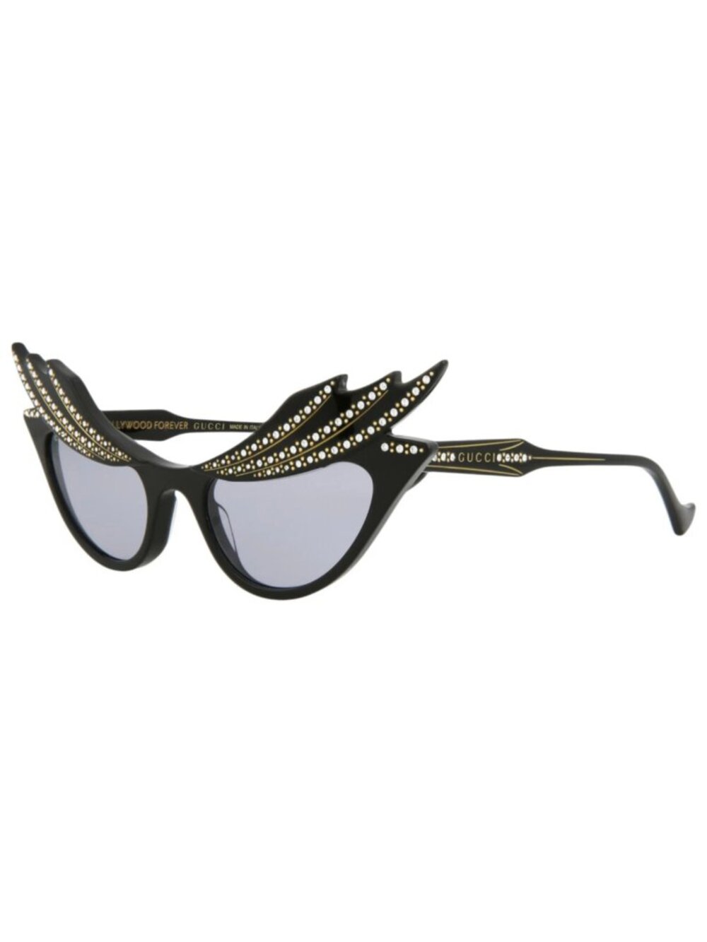 New Gucci Women's Sunglasses Cat Eye Acetate Frame Black Black Violet